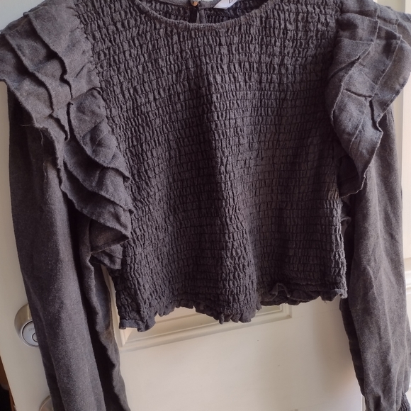 NWT ZARA  Ruffle Cable Knit Floral Sweater top - Picture 5 of 7